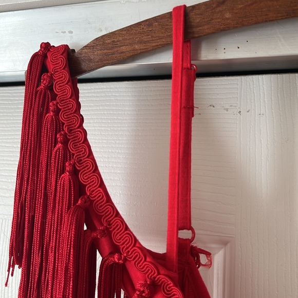 ASOS Red Tassel Off the Shoulder Dress - Picture 6 of 7